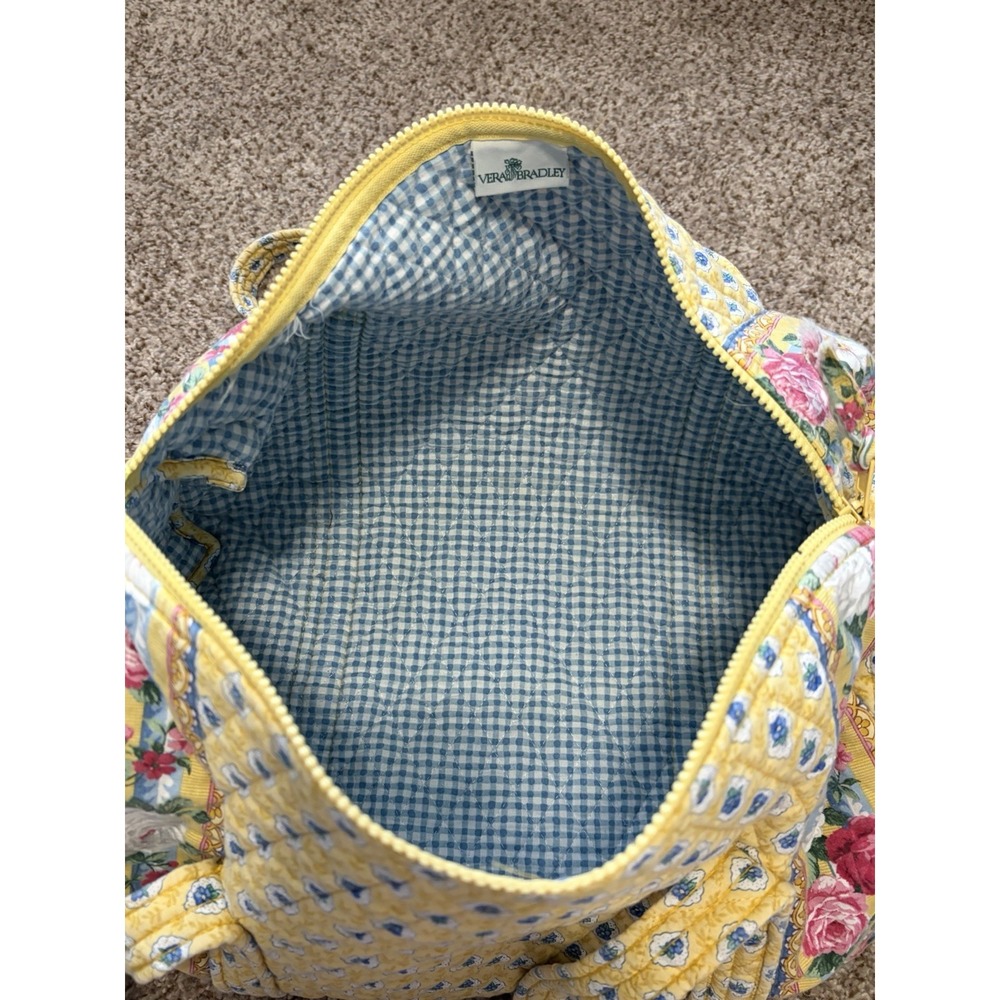 VTG Rare Vera Bradley Elizabeth Retired Small Duffel Handbag Yellow Rose Floral - Picture 2 of 6